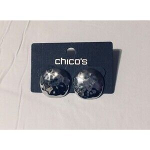 Chico's Silver Hammered Statement Earrings